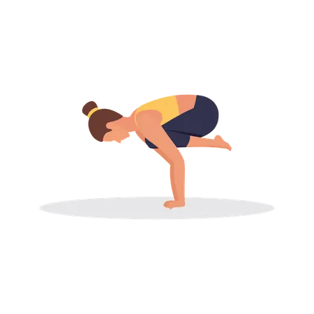 Fitness girl doing Crane Pose  Illustration