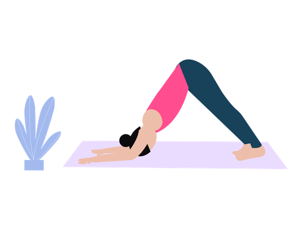 Fitness girl doing Dog Pose  Illustration