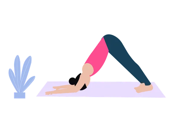 Fitness girl doing Dog Pose  Illustration