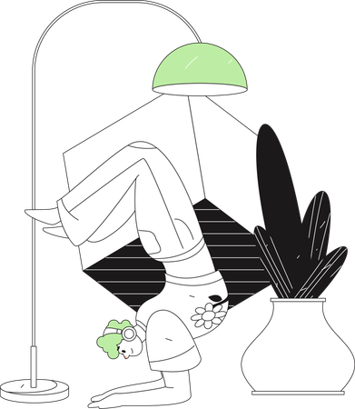 Fitness Girl Doing Hand Stand  Illustration