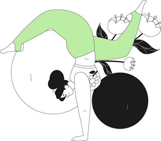 Fitness Girl Doing Hand Stand  Illustration