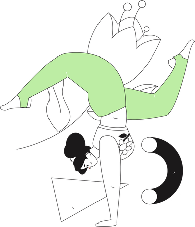 Fitness Girl Doing Hand Stand  Illustration