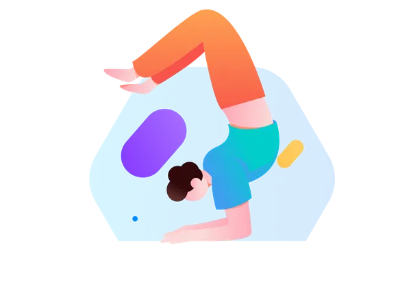 Fitness Girl Doing Hand Stand  Illustration