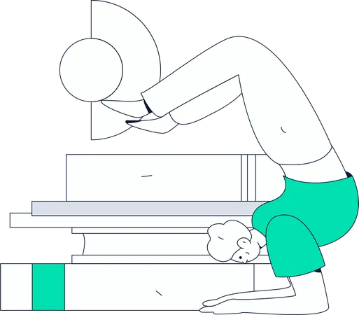 Fitness Girl Doing Hand Stand  Illustration