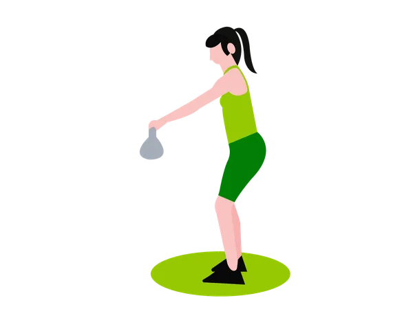 Fitness Girl doing Kettlebell Exercise  Illustration