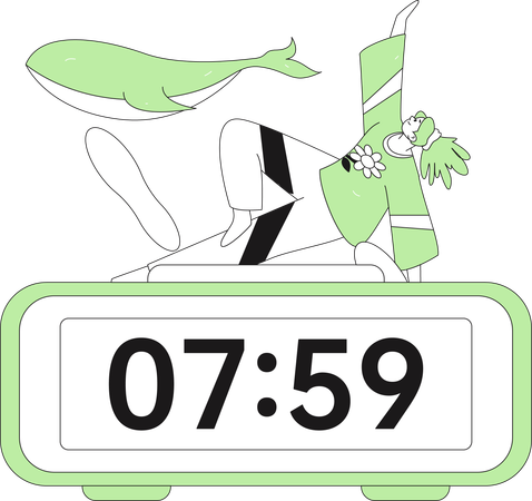 Fitness Girl Doing Morning Exercise  Illustration