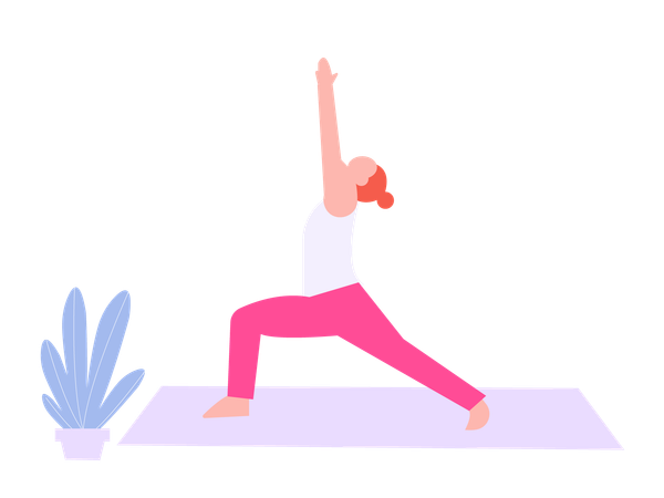 Fitness girl doing morning yoga  Illustration