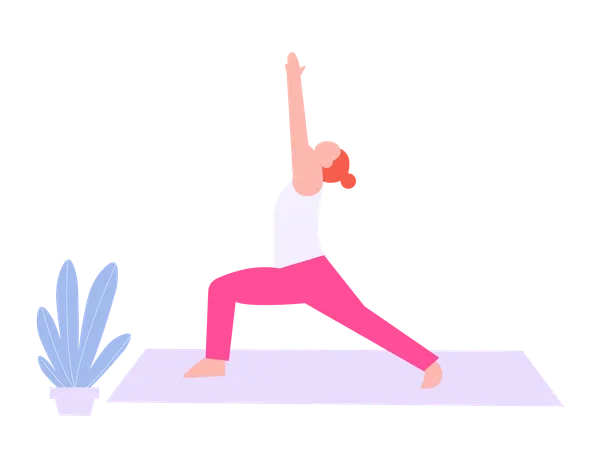 Fitness girl doing morning yoga  Illustration