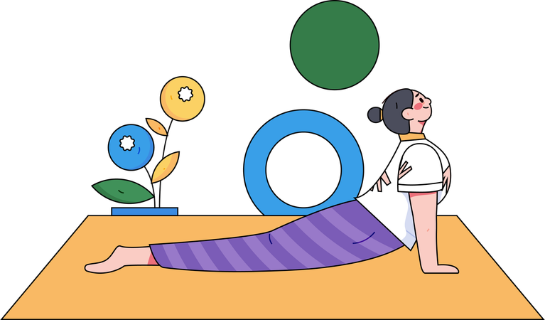 Fitness girl doing morning yoga  Illustration