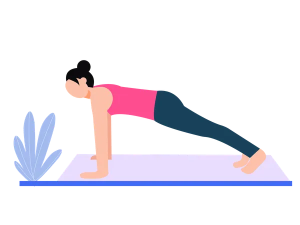 Fitness girl doing pushup  Illustration