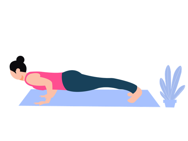 Fitness girl doing pushup  Illustration