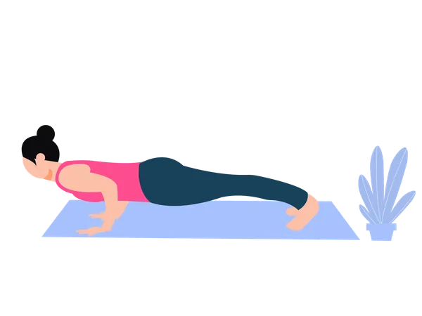 Fitness girl doing pushup  Illustration