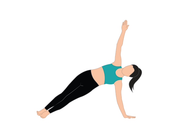 Fitness girl doing side plank  Illustration