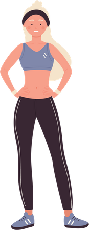 Fitness girl giving standing pose  Illustration