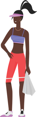 Fitness girl holding napkin  Illustration