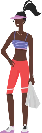 Fitness girl holding napkin  Illustration