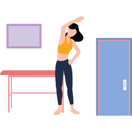 Fitness girl is doing body stretching exercise  Illustration