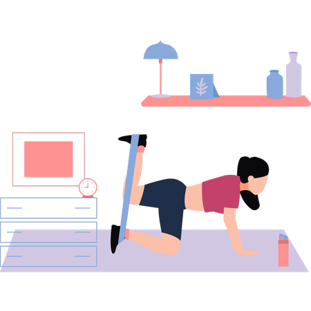 Fitness girl is exercising with the band  Illustration