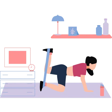 Fitness girl is exercising with the band  Illustration