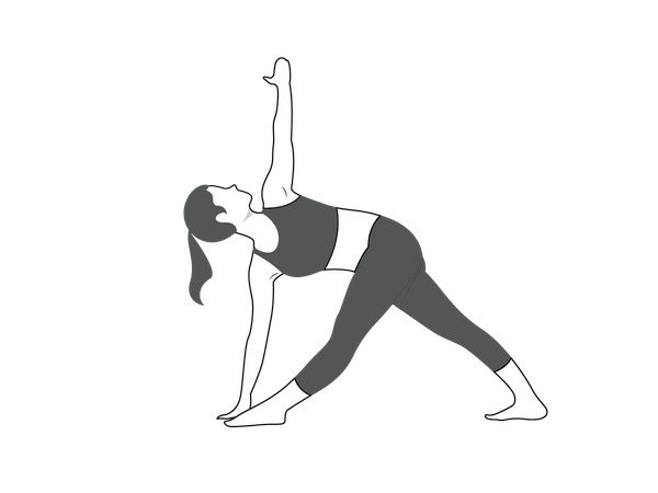 Fitness girl Parivrtta Trikonasana  Illustration