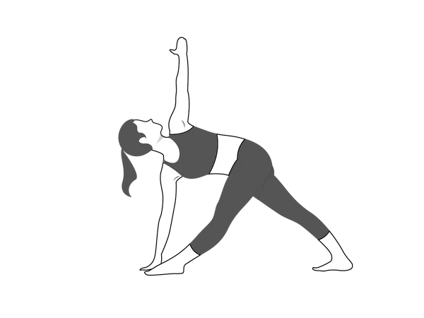 Fitness girl Parivrtta Trikonasana  Illustration