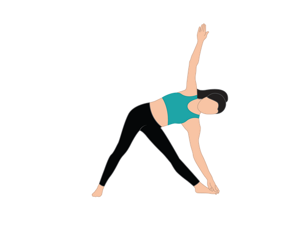 Fitness girl Parivrtta Trikonasana  Illustration