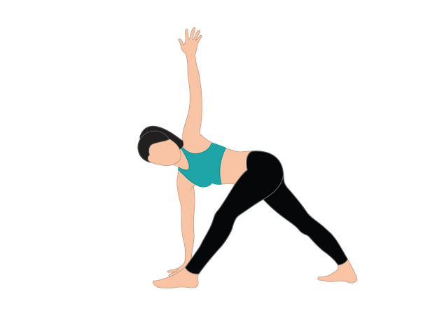 Fitness girl Parivrtta Trikonasana  Illustration