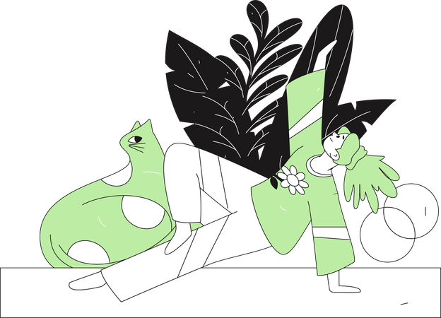 Fitness Girl Stretching Her Body  Illustration
