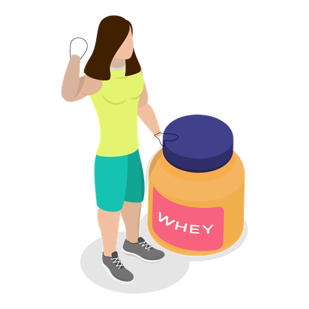 Fitness girl taking supplementary powder  Illustration