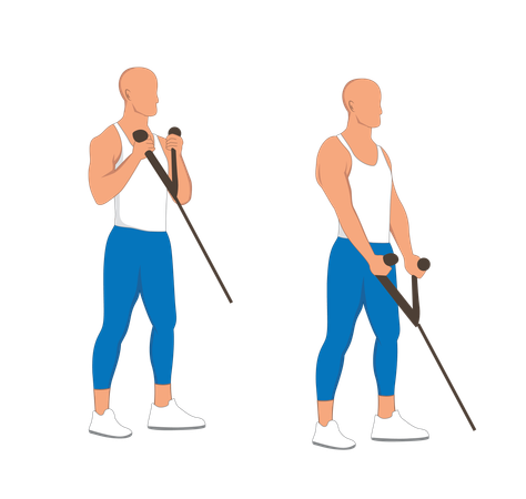 Homem de fitness fazendo exercício de cabo de ombro  Ilustração