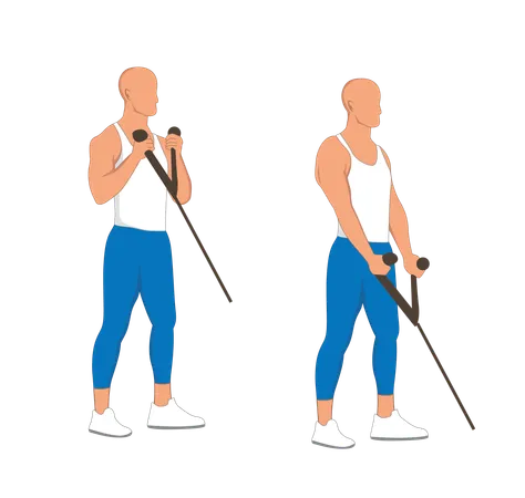 Homem de fitness fazendo exercício de cabo de ombro  Ilustração