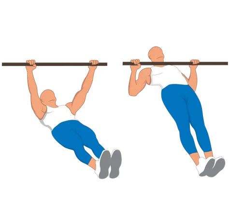 Homem de fitness fazendo flexão com barra  Ilustração