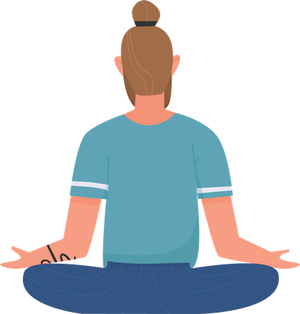 Homem de fitness fazendo meditação  Ilustração