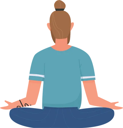 Homem de fitness fazendo meditação  Ilustração