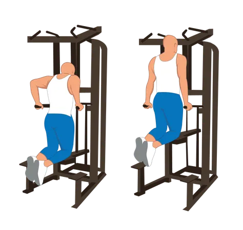 Homem de fitness fazendo treino de tríceps  Illustration