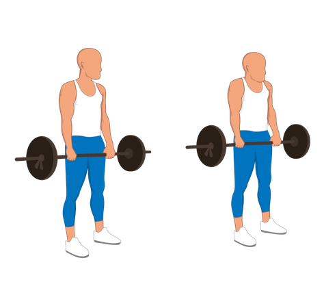 Homme de remise en forme faisant des haltères biceps  Illustration