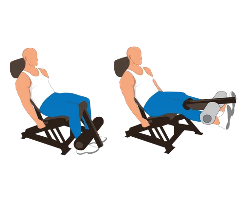 Homme de remise en forme faisant presse jambe  Illustration