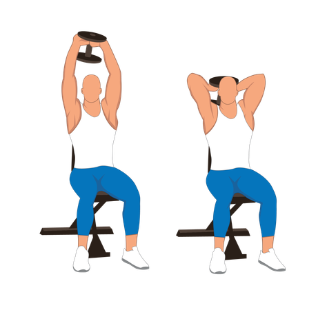 Homme de remise en forme faisant des haltères triceps  Illustration