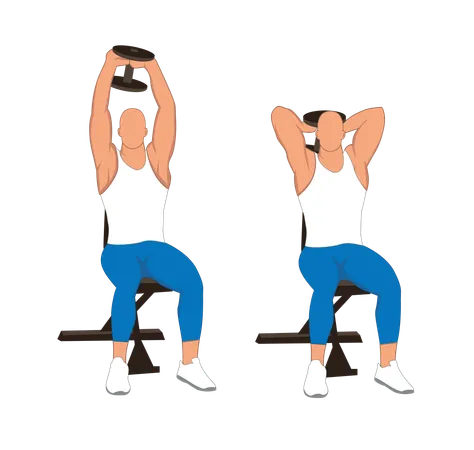 Homme de remise en forme faisant des haltères triceps  Illustration