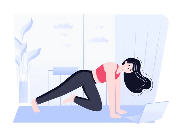 Fitness influencer doing online exercise  Illustration