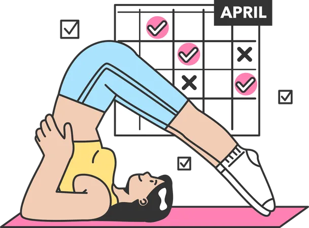 Fitness instructor prepares fitness schedule for April month  Illustration