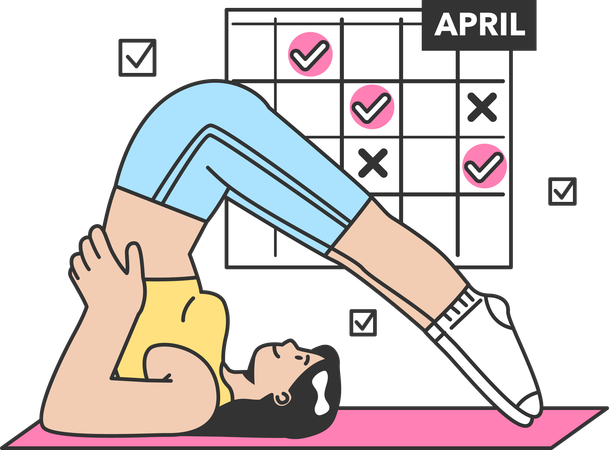 Fitness instructor prepares fitness schedule for April month  Illustration