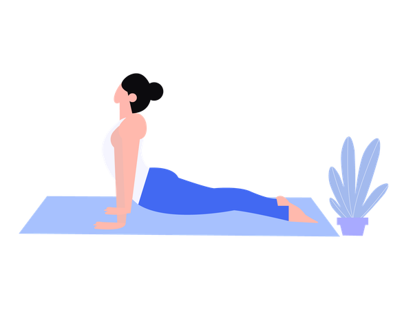 Fitness-Mädchen tun nach oben zeigenden Hund pose  Illustration