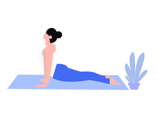 Fitness-Mädchen tun nach oben zeigenden Hund pose  Illustration