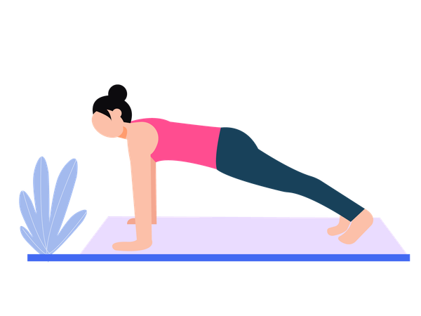 Fitness-Mädchen macht Liegestütze  Illustration