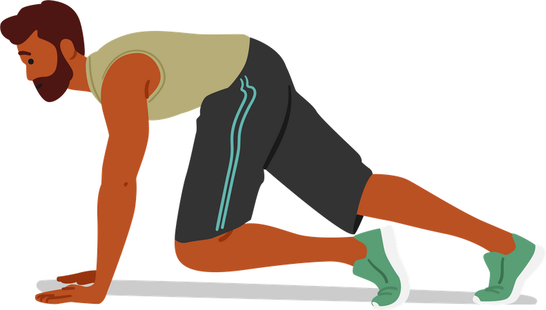 Fitness male character doing intense floor legs workout  Illustration