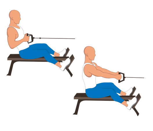 Fitness man doing back extension machine  Illustration