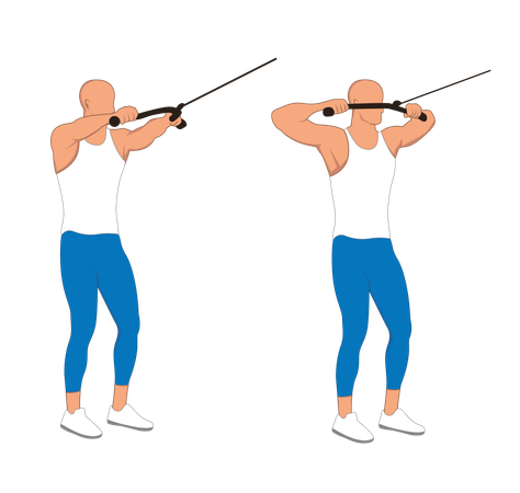 Fitness man doing back extension pully  Illustration