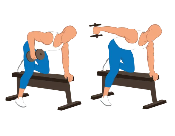 Fitness man doing back kick dumbbell  Illustration