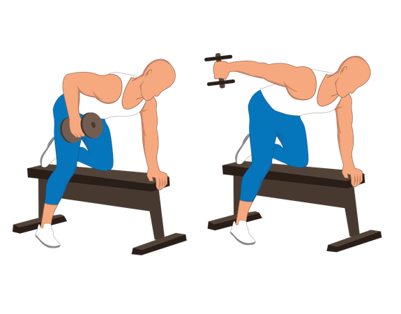 Fitness man doing back kick dumbbell  Illustration